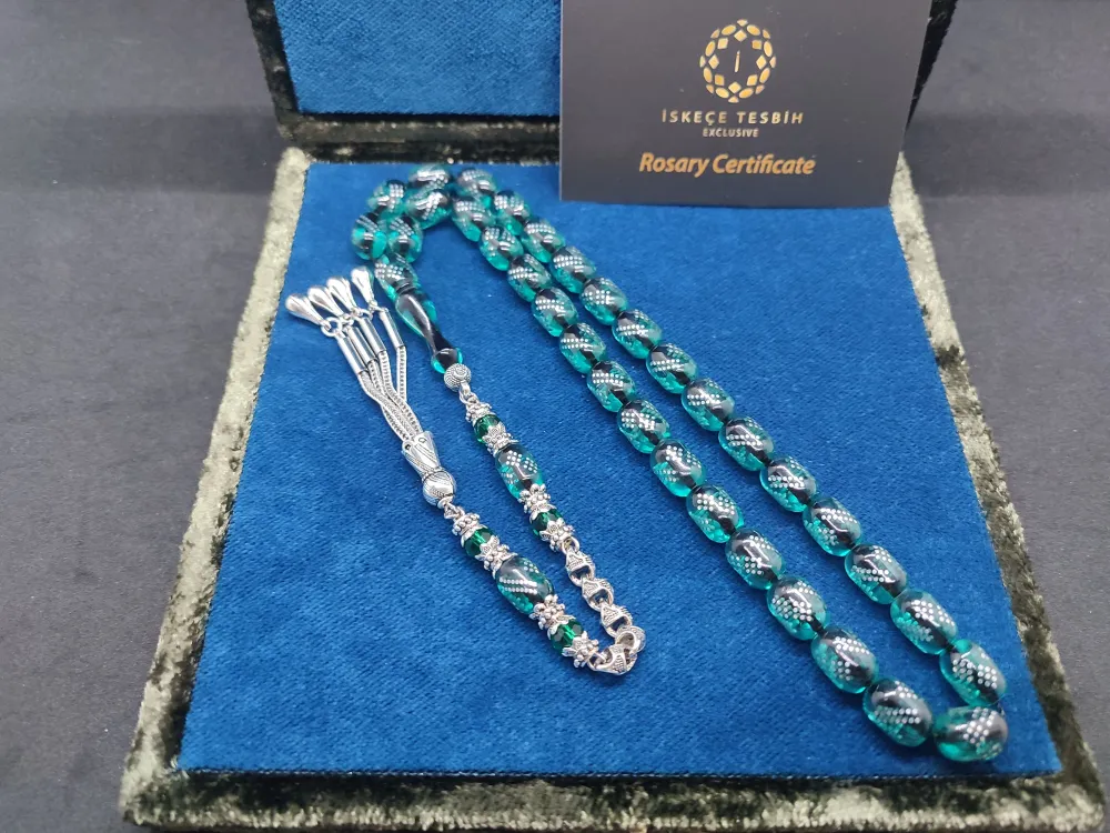 925 Ayar Gümüş Çakımlı 475 Ayar Gümüş Püsküllü Ateş-İ Kehri̇bar