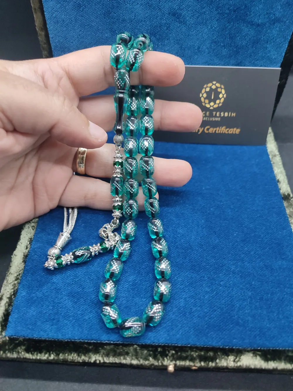 925 Ayar Gümüş Çakımlı 475 Ayar Gümüş Püsküllü Ateş-İ Kehri̇bar küçük resim 4