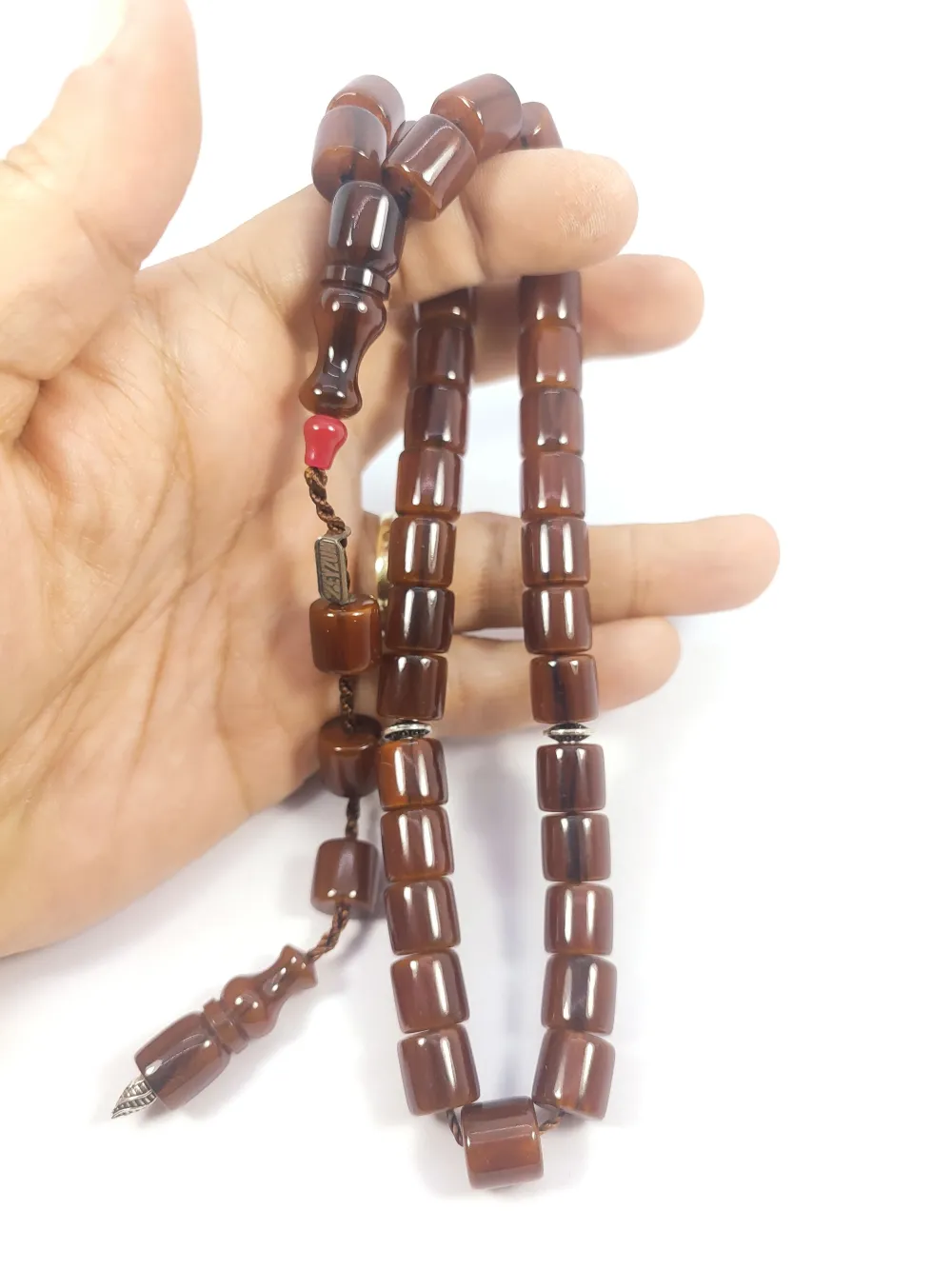 Zeyzun Usta Eseri̇ Di̇k Damar (İmza Çi̇vi̇ Ara Pulları Gümüş) Sıkma Kehri̇bar küçük resim 4