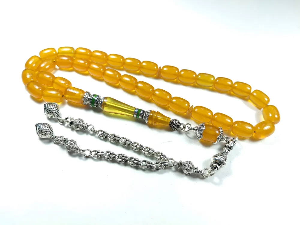 Gümüş Kaplama Püsküllü  Gümüş Nakkaş İmame Sıkma Kehri̇bar küçük resim 2