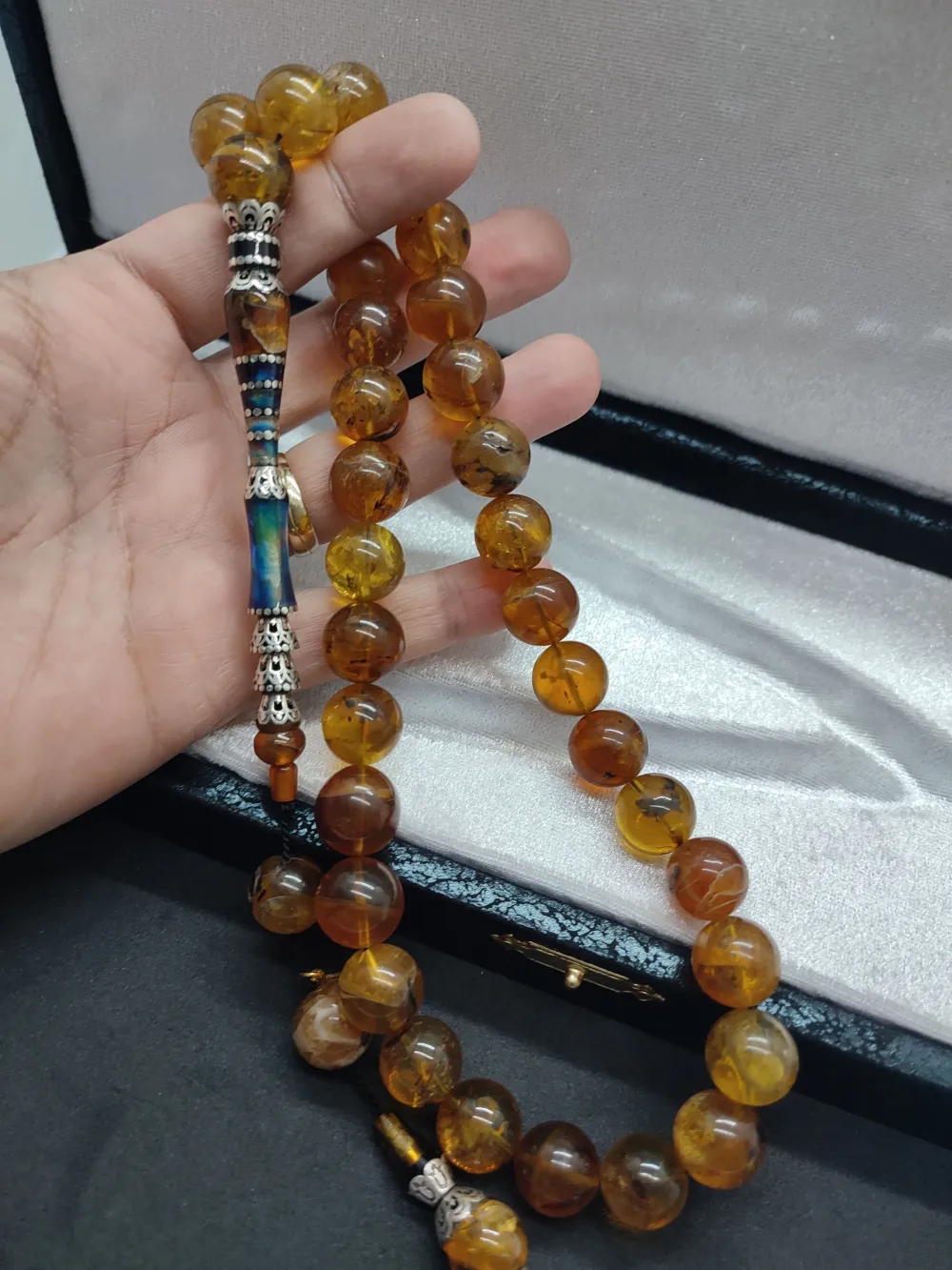 Vıp Deri̇ Kutulu 1000 Ayar Gümüş Nakkaşlı Fosi̇lli̇ 78.25 Gr. Rus  Kaya Damla küçük resim 2