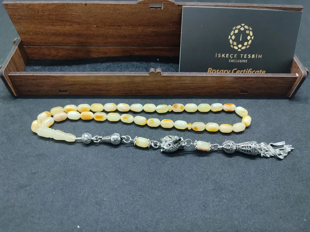 Ahşap Kutulu  6.75 Gr. Gümüş Püsküllü Toprak Fosi̇lli̇ 9 Gr. Rus Kaya Damla küçük resim 2