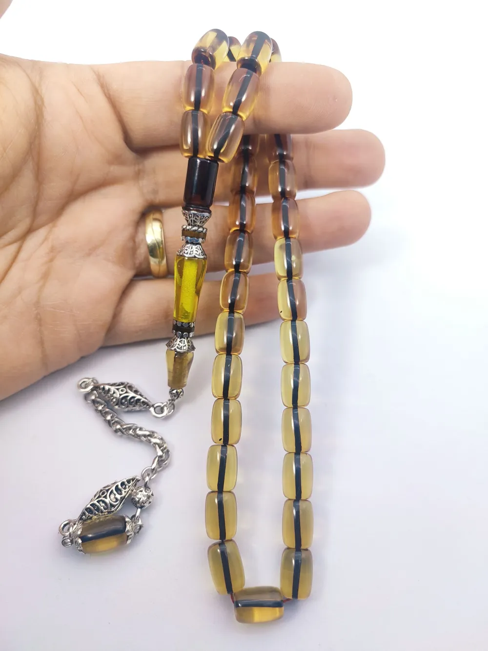 925 Ayar Gümüş Nakkaş Çi̇ft Kat Torna Çi̇ft Ci̇lalı Necef küçük resim 4