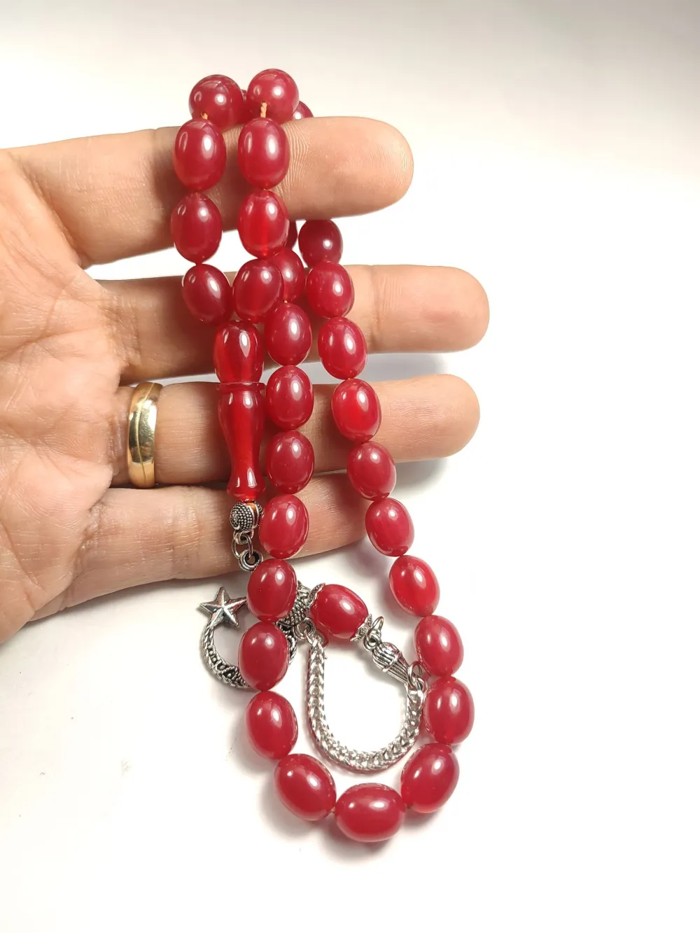 Gümüş Kaplama Püsküllü Çi̇ft Zımpara Çi̇ft Kat Ci̇lalı Sıkma Kehri̇bar küçük resim 4