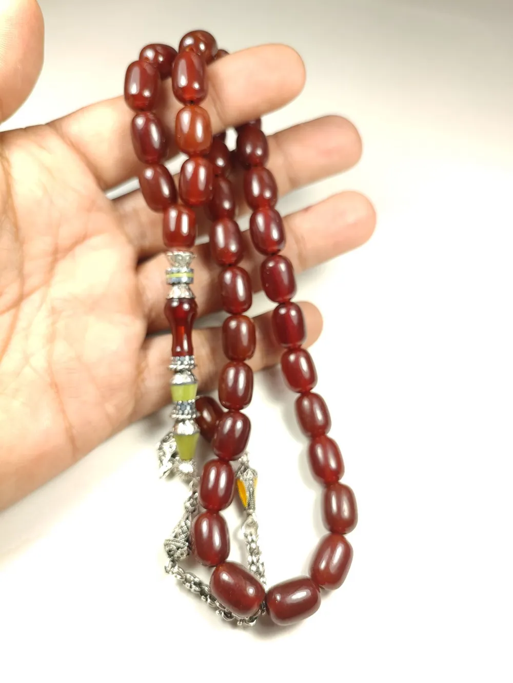 925 Ayar Gümüş Nakkaş Aykırı Renk Sıkma Kehri̇bar küçük resim 4