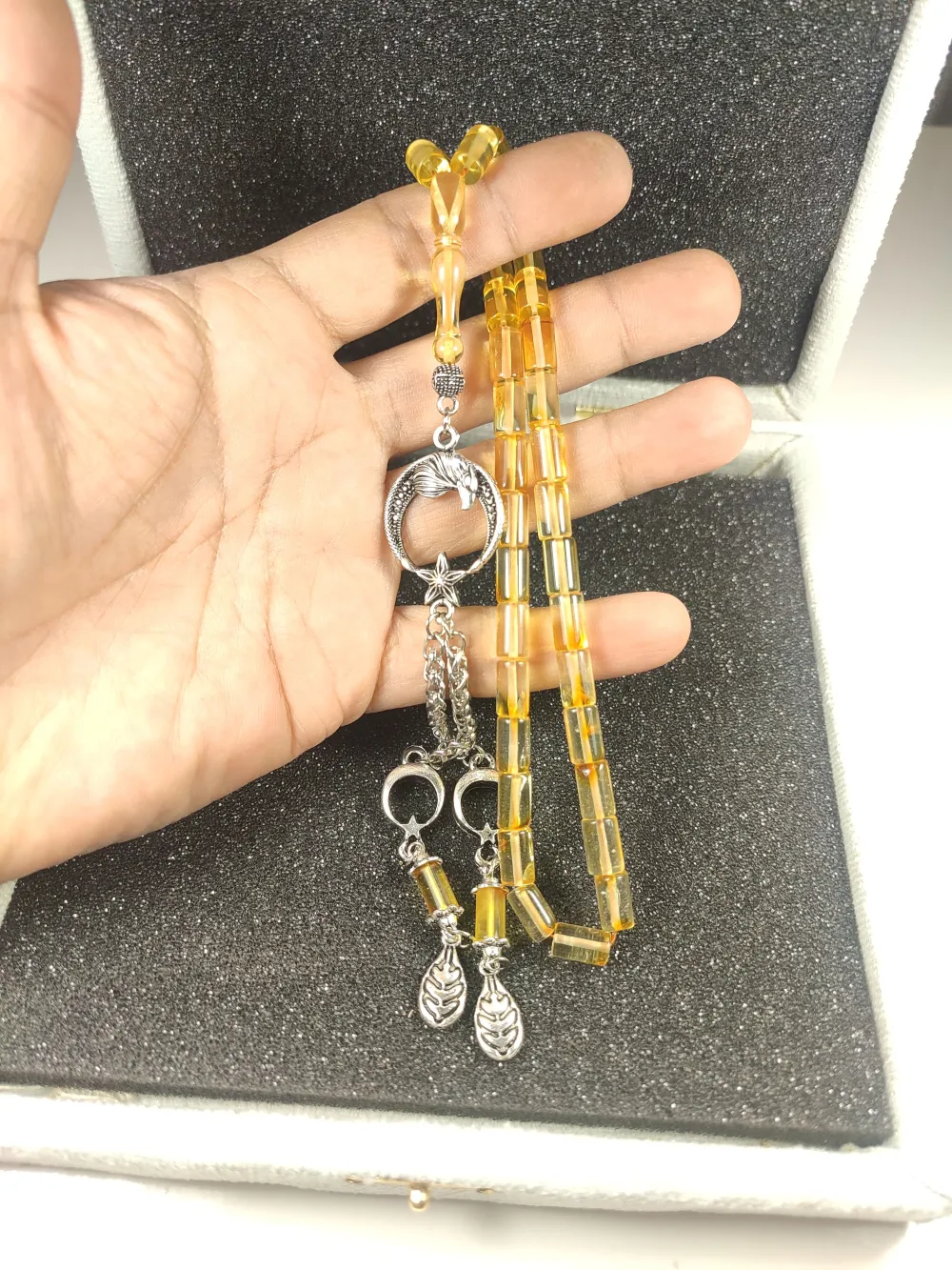 Gümüş Püsküllü Özel Kadi̇fe Kutulu 15 Gr  Li̇tvanya Kaya Damla küçük resim 4