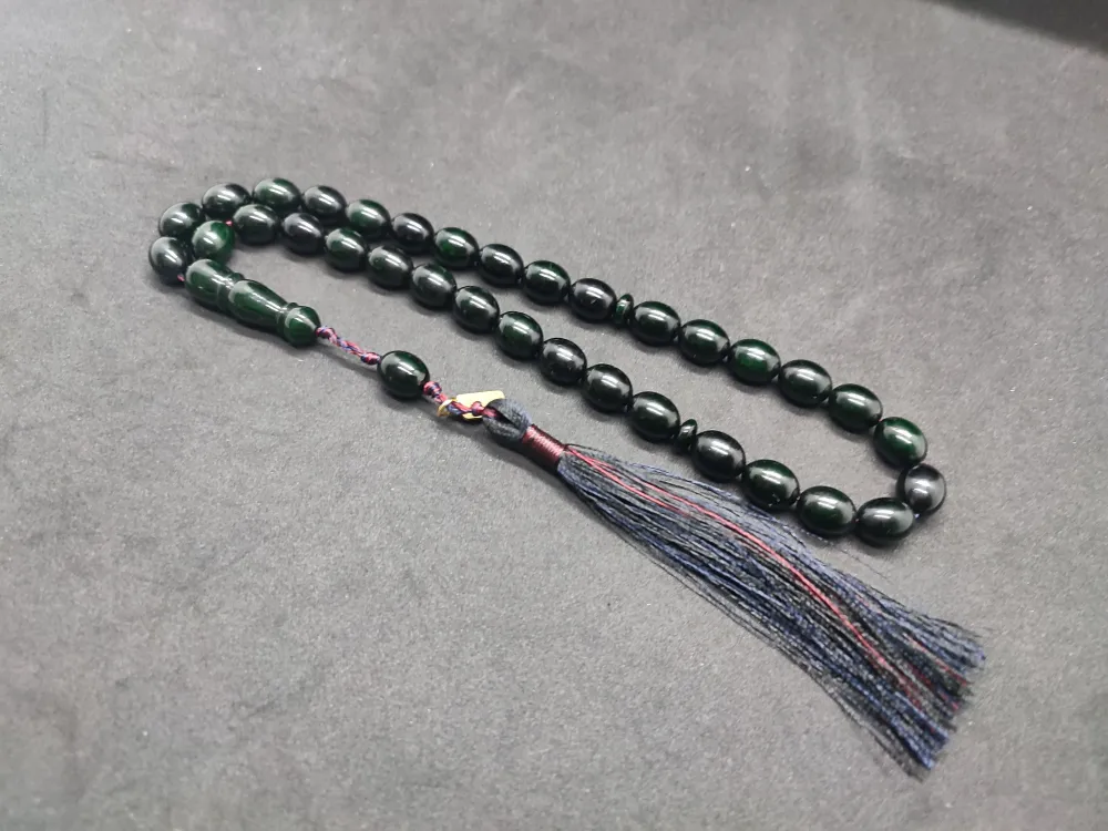 Ebu Zeyn Usta Eseri̇ İmzalı 12 Kat İpe Di̇zi̇li̇ Eski̇ Usul Sıkma Kehri̇bar