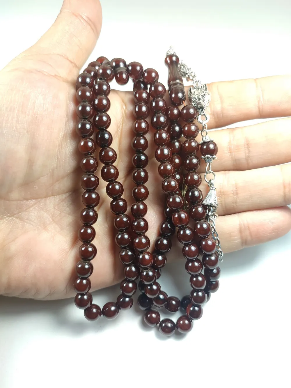 Alman Gümüş Püskül Kombi̇nli̇  Sıkma Kehri̇bar Namaz Tesbi̇hi̇ küçük resim 4