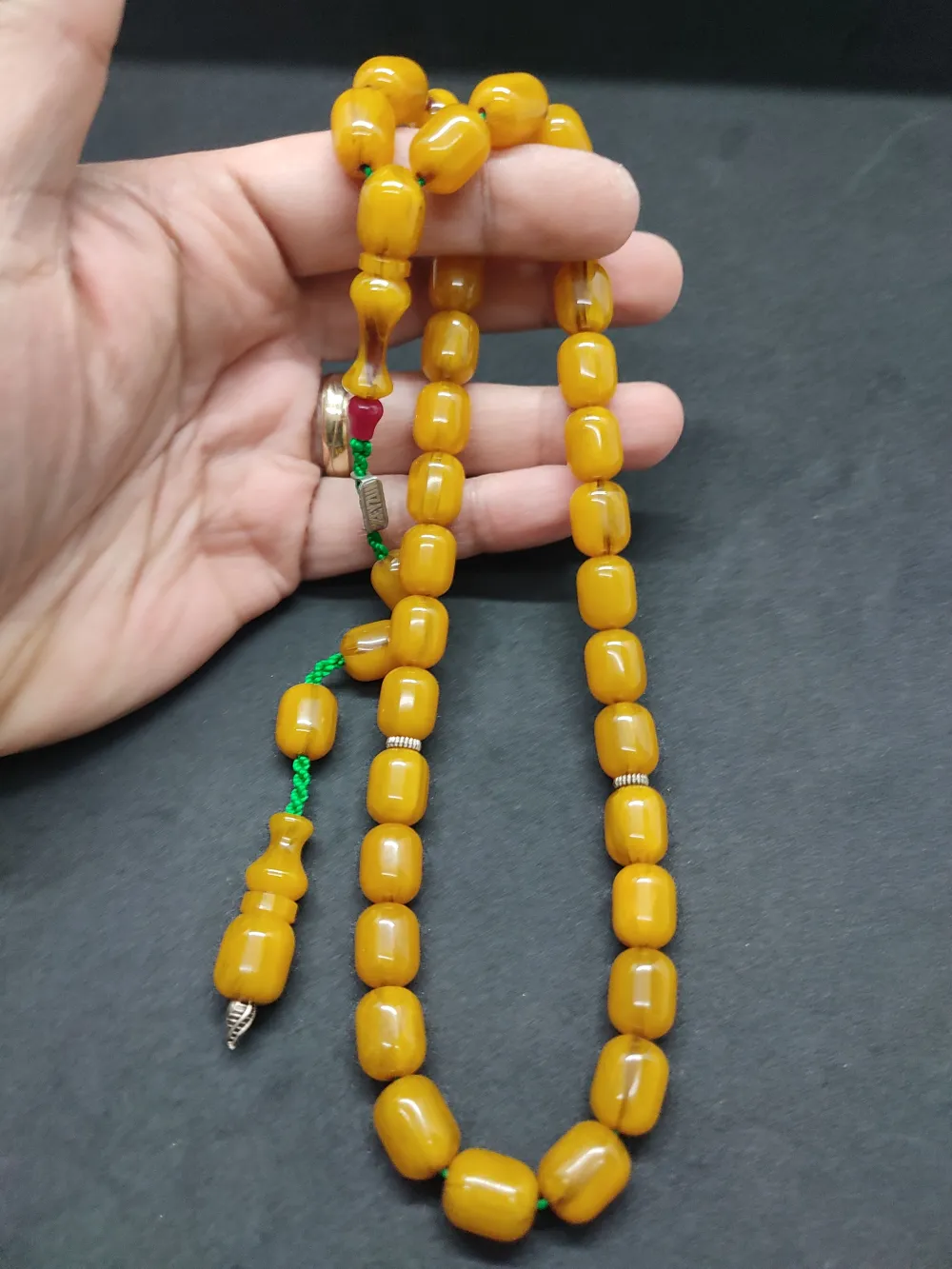 Zeyzun Usta Eseri̇ Di̇k Damar (İmza Çi̇vi̇ Ara Pulları Gümüş) Sıkma Kehri̇bar küçük resim 4