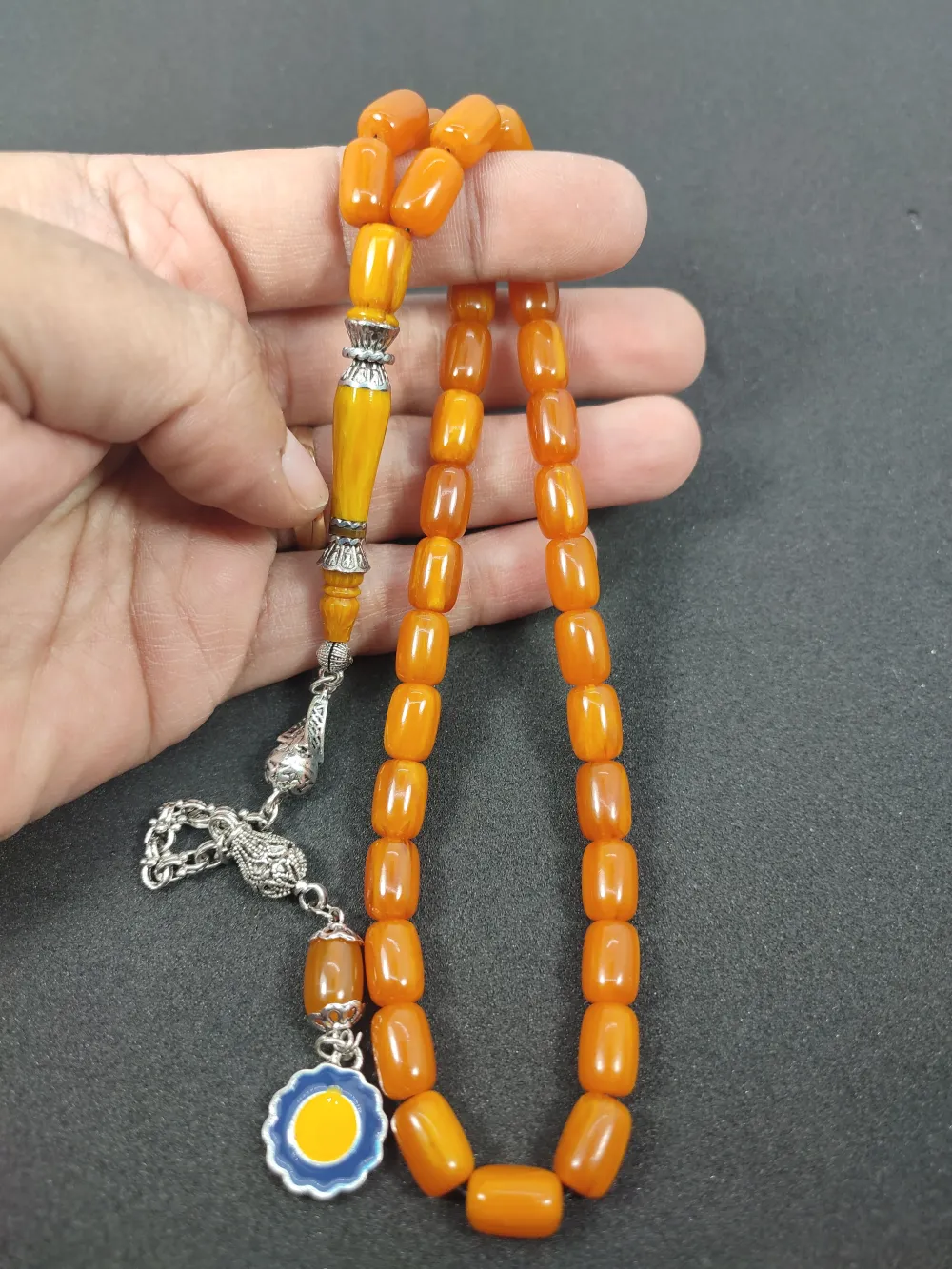 Şevket Alkan Usta İşi̇ 925 Ayar Gümüş Nakkaş İmame  Sıkma Kehri̇bar küçük resim 5