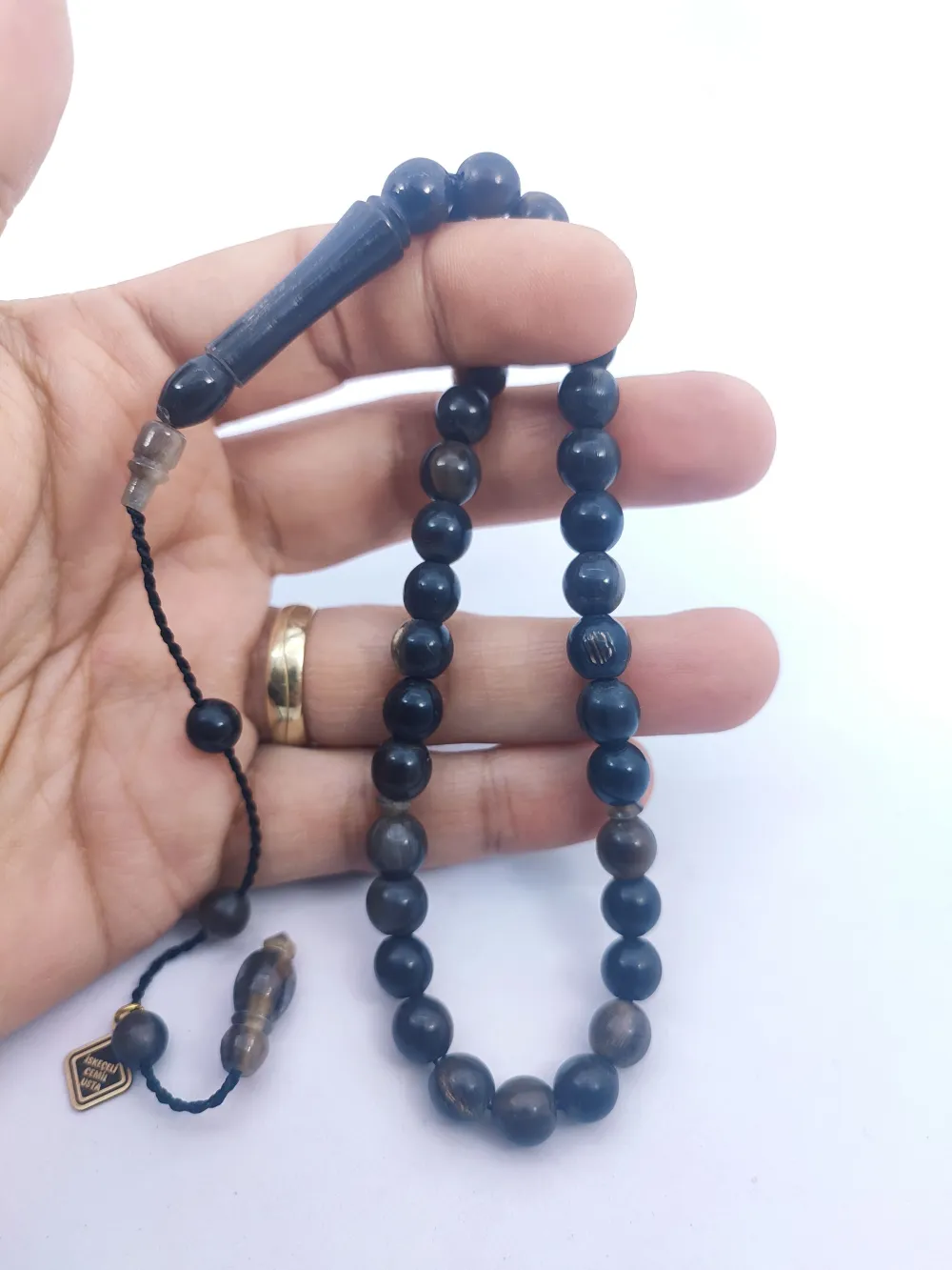 İskeçeli̇ Cemi̇l Usta Eseri̇ İmame Hi̇tame Eski̇tme Yapılmış Damarlı  Bufalo Boynuzu küçük resim 5