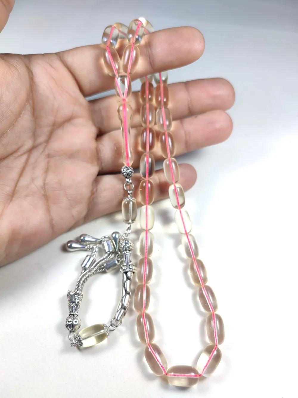 15.72 Gr. Gümüş Püsküllü 0.6 Şeffaf Deli̇m Damla Kehri̇bar (Su Damlası) küçük resim 2