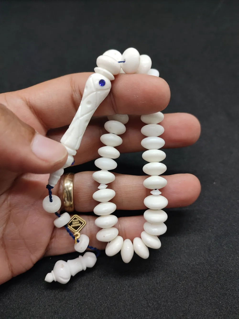 İskeçeli̇ Cemi̇l Usta Eseri̇ Swarovski̇ Çakımlı İmame Hi̇tame Kalem Oyma Deve Kemi̇ği̇ küçük resim 5