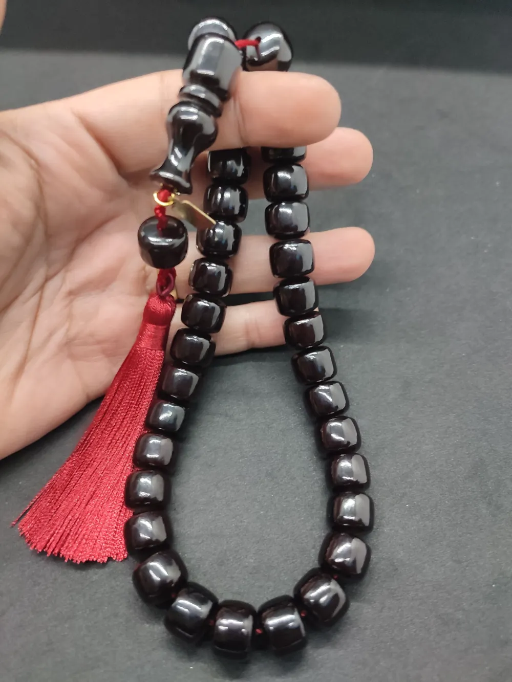 Ebu Zeyn Usta Eseri̇ İmzalı İri̇ Boy 12 Kat İpe Di̇zi̇li̇ Eski̇ Usul Sıkma Kehri̇bar küçük resim 5