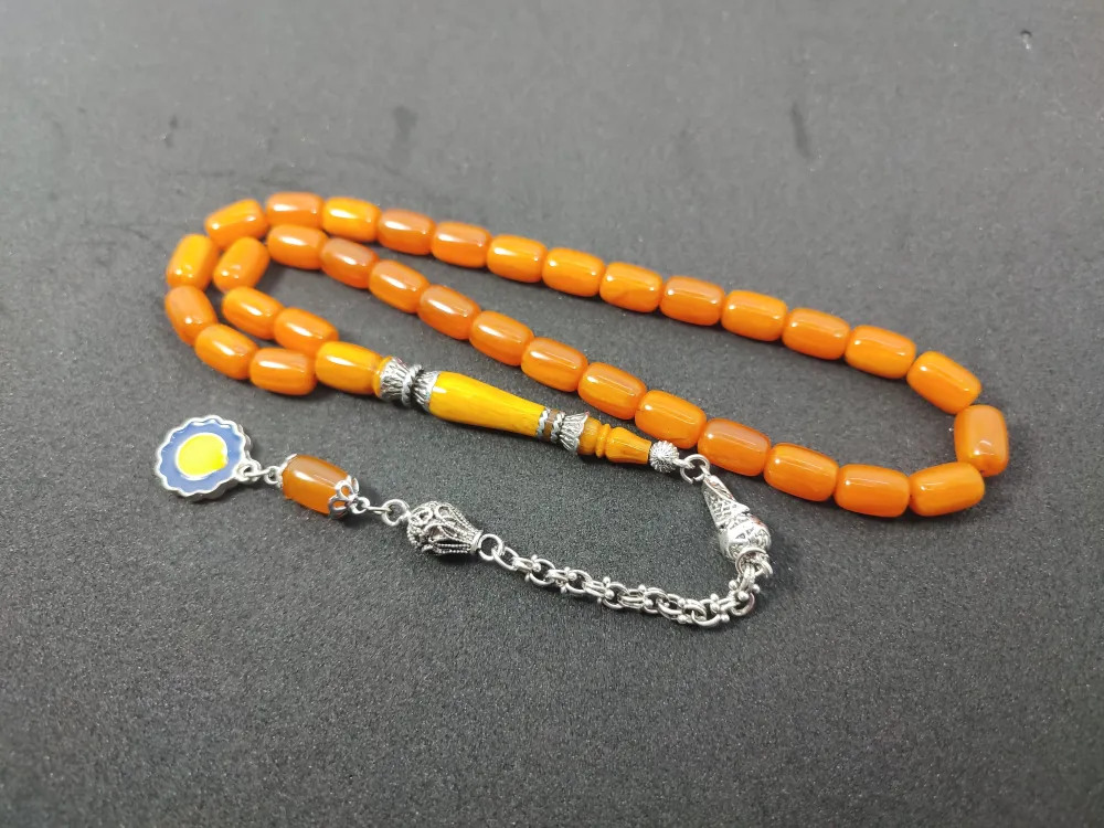 Şevket Alkan Usta İşi̇ 925 Ayar Gümüş Nakkaş İmame  Sıkma Kehri̇bar küçük resim 2