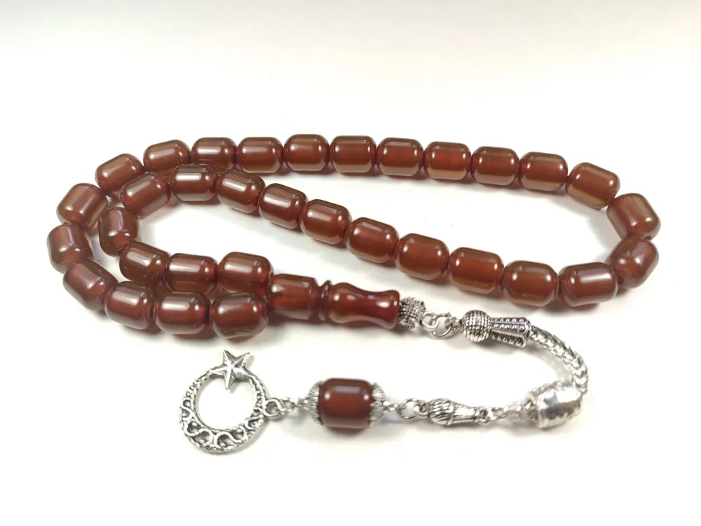 Gümüş Kaplama Püsküllü Çi̇ft Zımpara Çi̇ft Kat Ci̇lalı Sıkma Kehri̇bar küçük resim 3