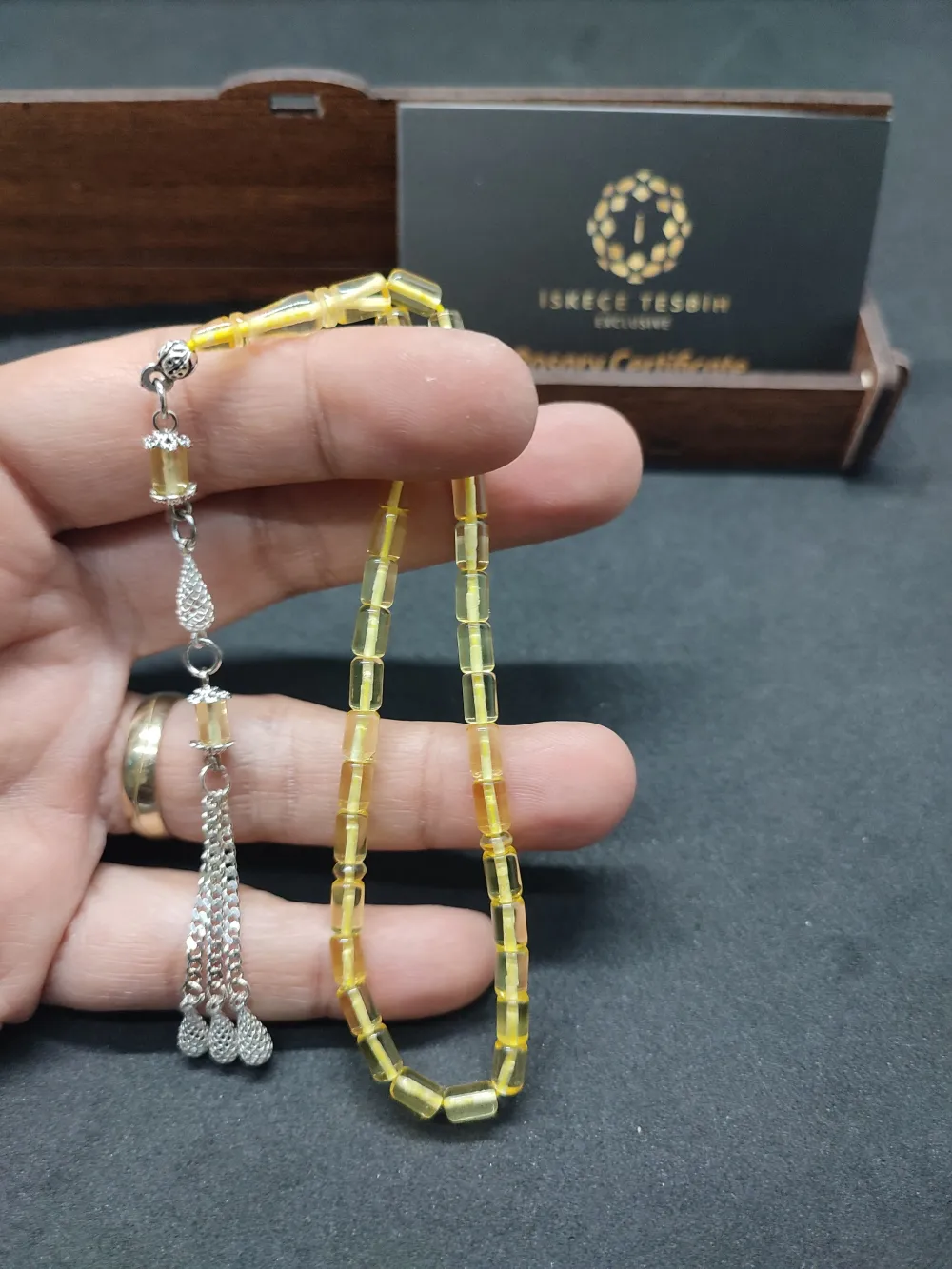 Ahşap Kutulu  4 Gr. Gümüş Püsküllü 5 Gr. Ukrayna Kaya Damla 4 Parmak küçük resim 4