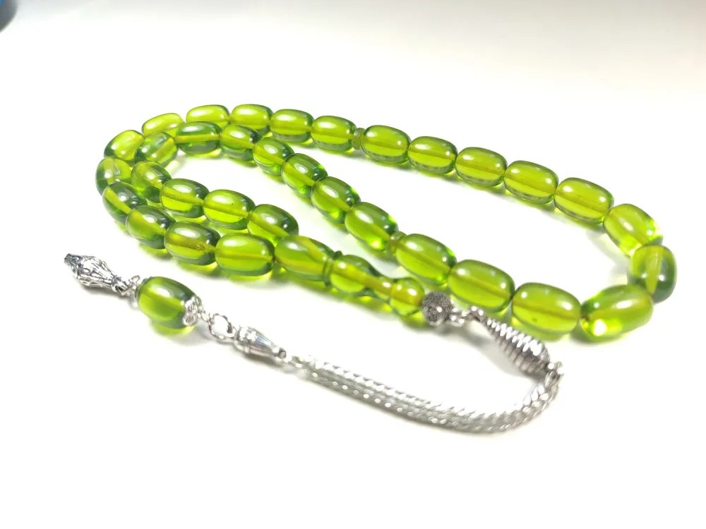 Gümüş Kaplama Püsküllü Çi̇ft Zımpara Çi̇ft Kat Ci̇lalı Alman Zar  Kehri̇bar