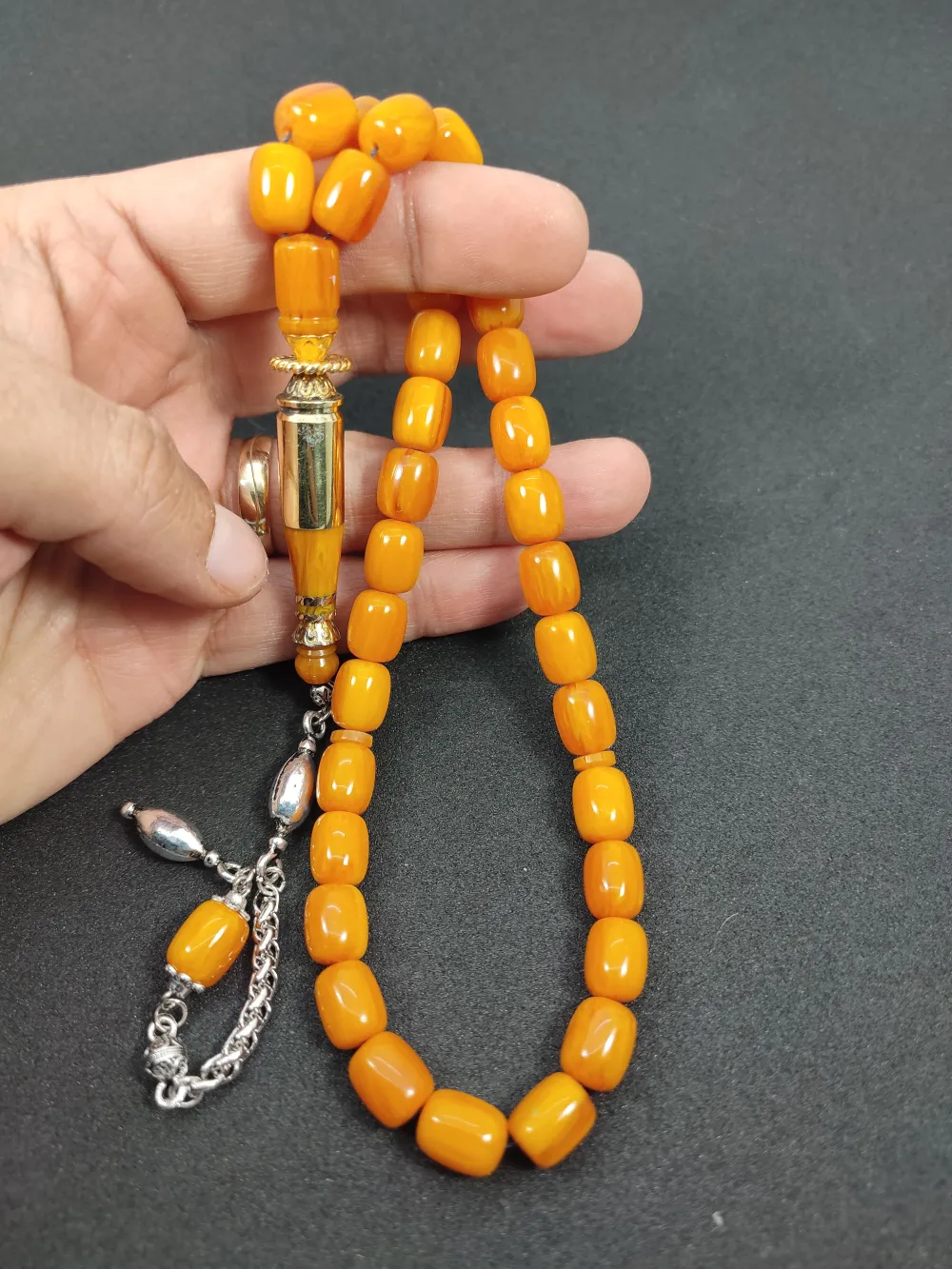 İmame Mermi̇ Kovanı Ve 925 Ayar Gümüş Nakkaş Kombi̇nli̇ Sıkma Kehri̇bar küçük resim 5