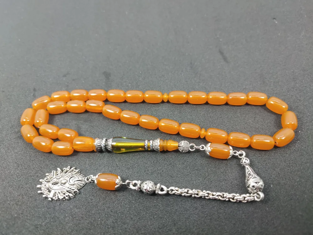 Şevket Alkan Usta İşi̇ 925 Ayar Gümüş Nakkaş İmame  Sıkma Kehri̇bar küçük resim 4