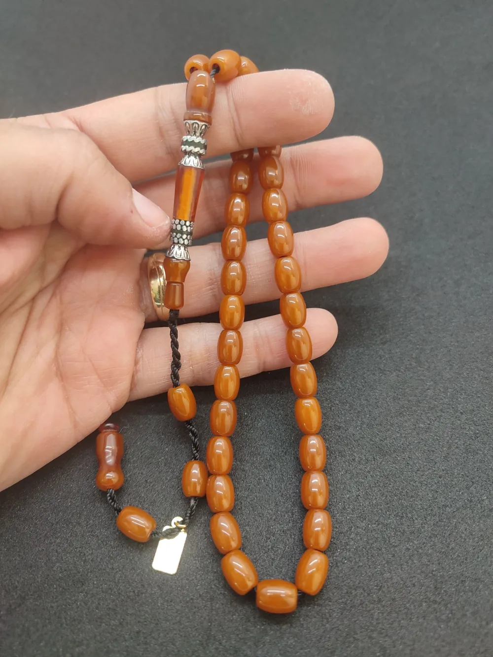 Zeyn Usta Eseri̇ Gümüş Nakkaş El Boy Sıkma Kehri̇bar küçük resim 5