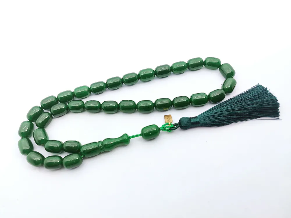 Ebu Zeyn Usta Eseri̇ İmzalı İri̇ Boy 12 Kat İpe Di̇zi̇li̇ Eski̇ Usul Sıkma Kehri̇bar