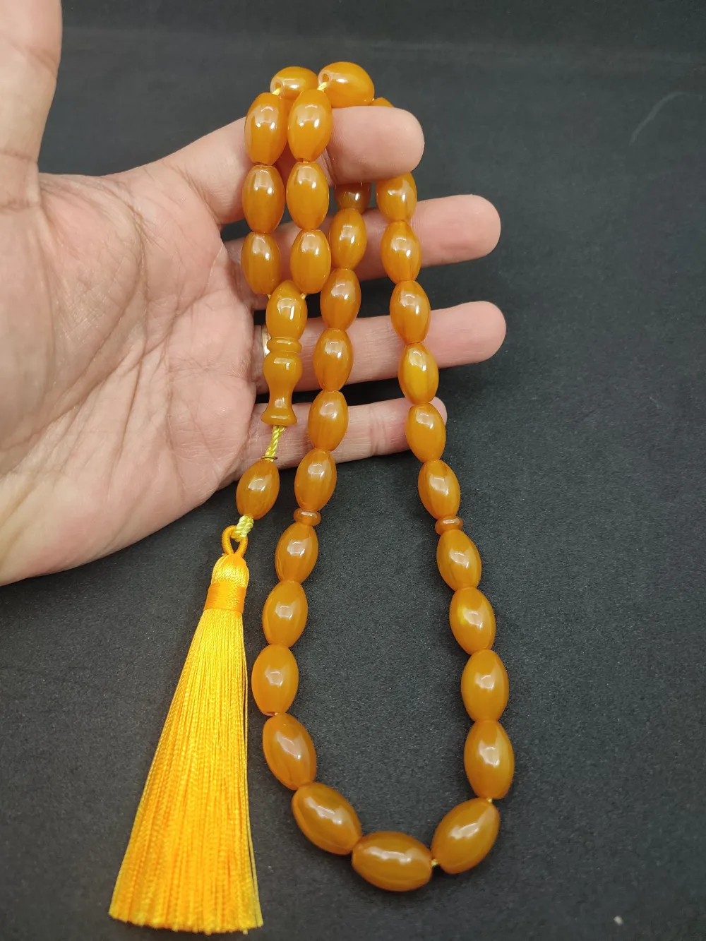 Ebu Zeyn Usta Eseri̇ İmzalı İri̇ Boy 12 Kat İpe Di̇zi̇li̇ Eski̇ Usul Sıkma Kehri̇bar küçük resim 5