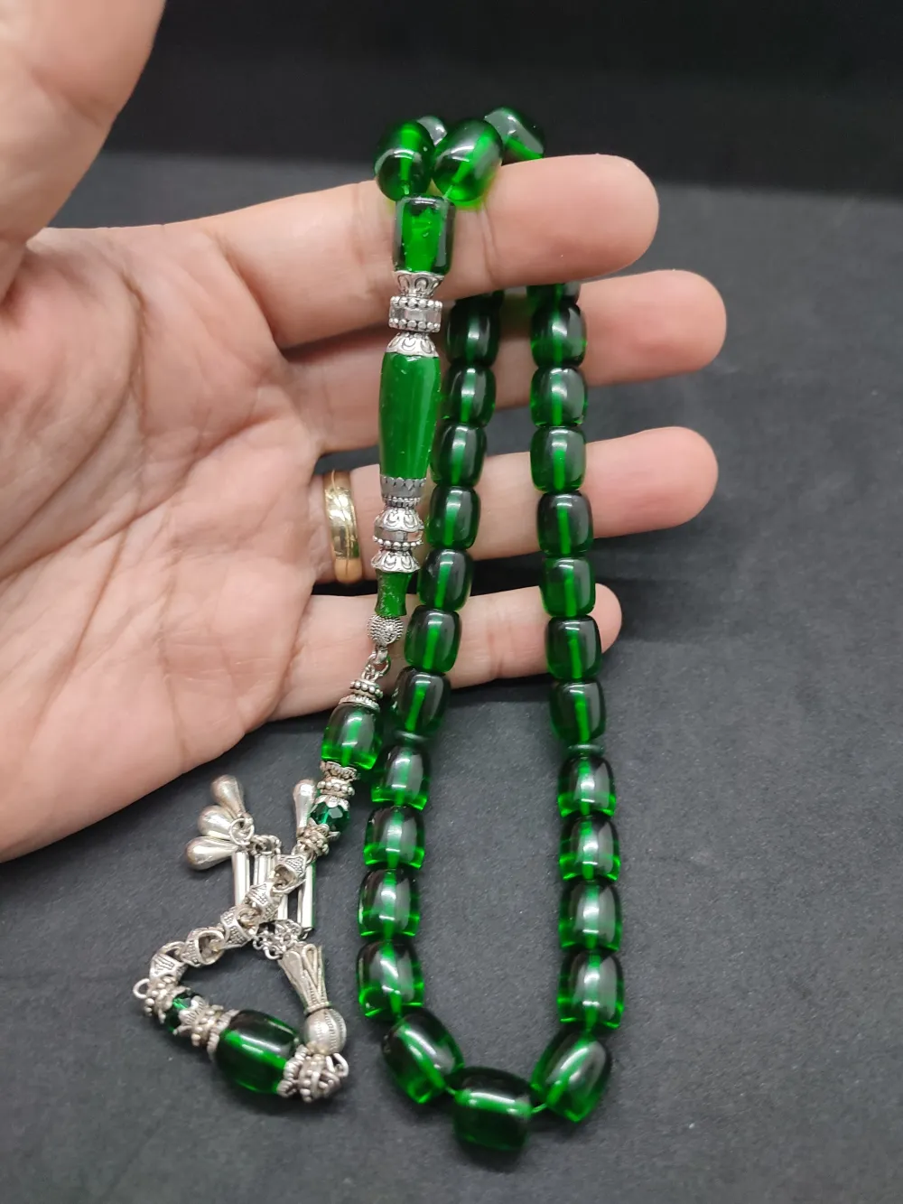 Şevket Alkan Usta Eseri̇ Gümüş Nakkaş İşlemeli̇ Alman Oyun Zar Kehri̇barı küçük resim 4