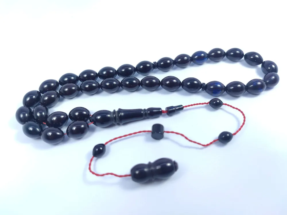 Şevket Alkan Usta Eseri̇ İnci̇ Si̇yahı 0.6 Mm Deli̇m Sıkma Kehri̇bar küçük resim 3