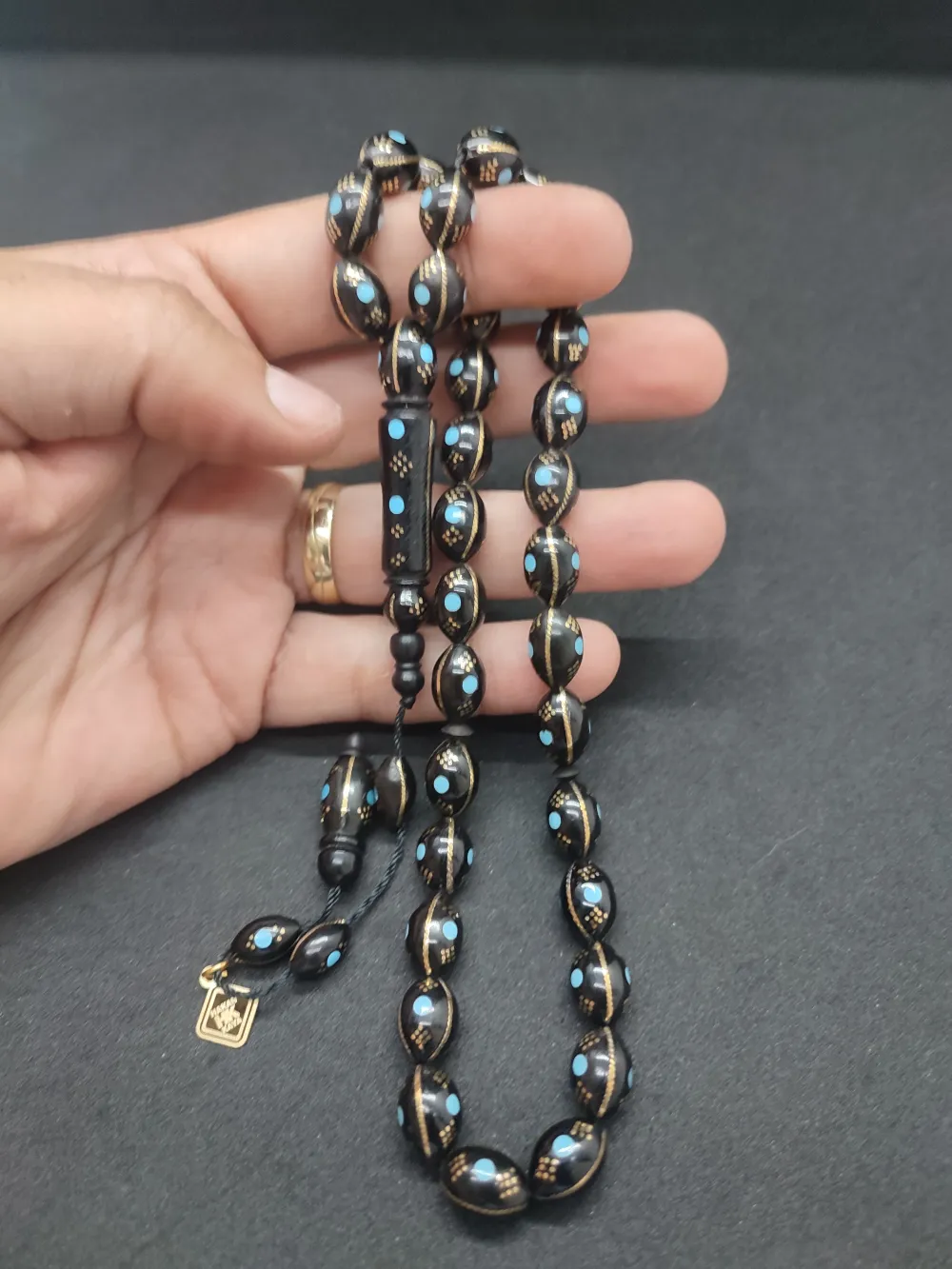 Hakan Kaya Usta Eseri̇ 3'Lü Gümüş Yarma Gümüş Çakımlı Mi̇neli̇ İnci̇ Si̇yahı Kuka küçük resim 5