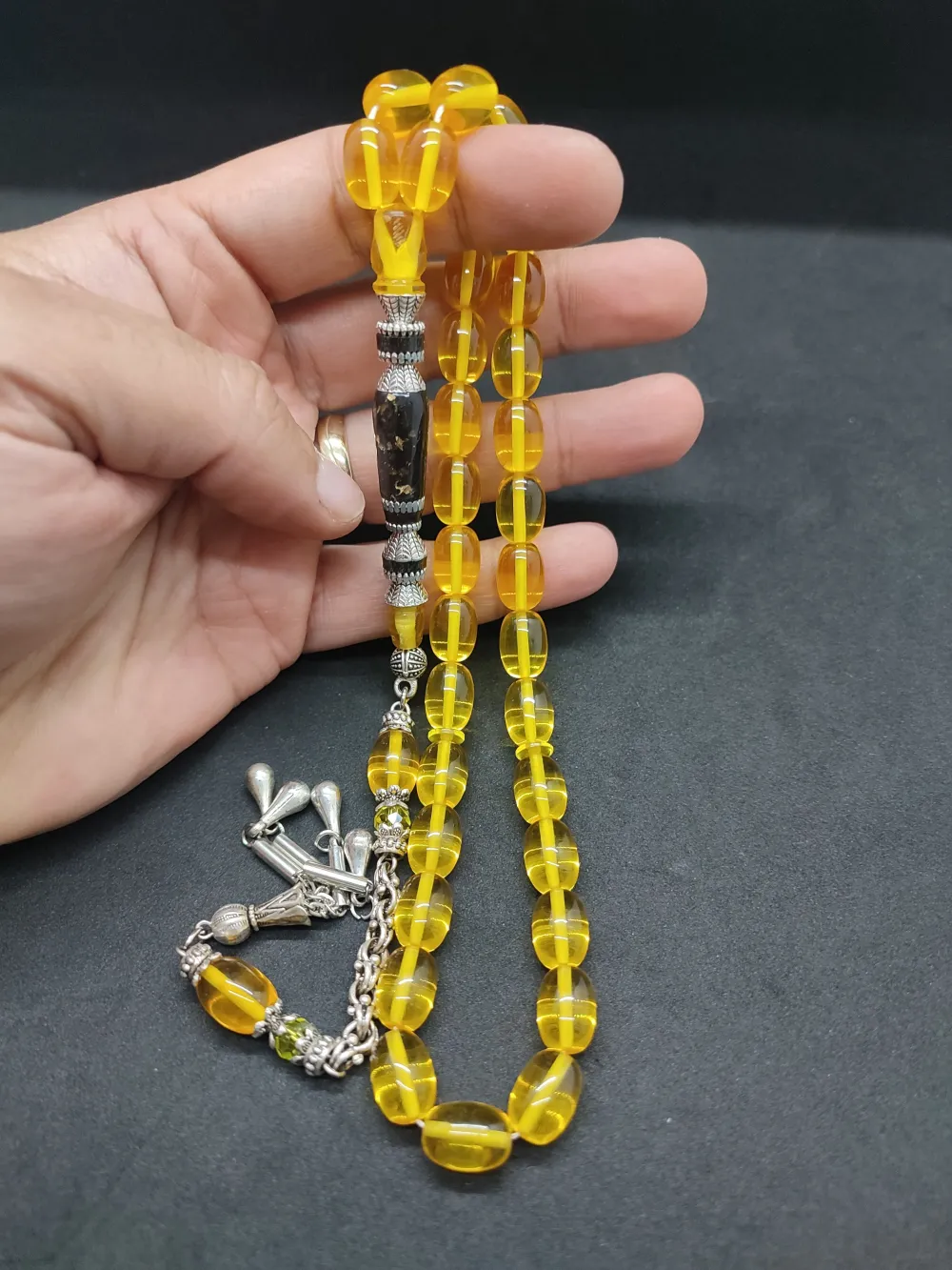 Şevket Alkan Usta Eseri̇ Gümüş Nakkaş İşlemeli̇ Alman Oyun Zar Kehri̇barı küçük resim 5