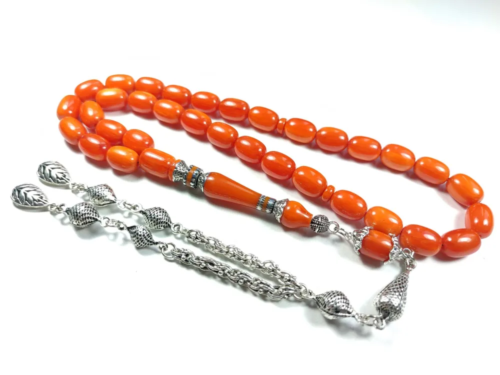 Gümüş Kaplama Püsküllü  Gümüş Nakkaş İmame Sıkma Kehri̇bar küçük resim 3