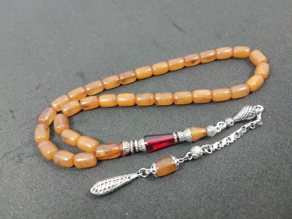 Şevket Alkan Usta İşi̇ 925 Ayar Gümüş Nakkaş İmame  Sıkma Kehri̇bar küçük resim 3