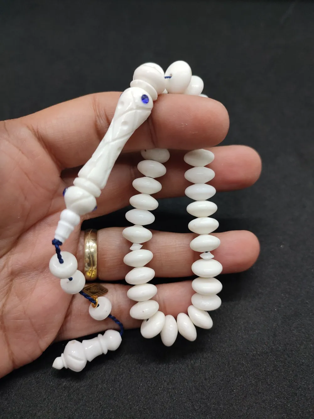 İskeçeli̇ Cemi̇l Usta Eseri̇ Swarovski̇ Çakımlı İmame Hi̇tame Kalem Oyma Deve Kemi̇ği̇ küçük resim 4