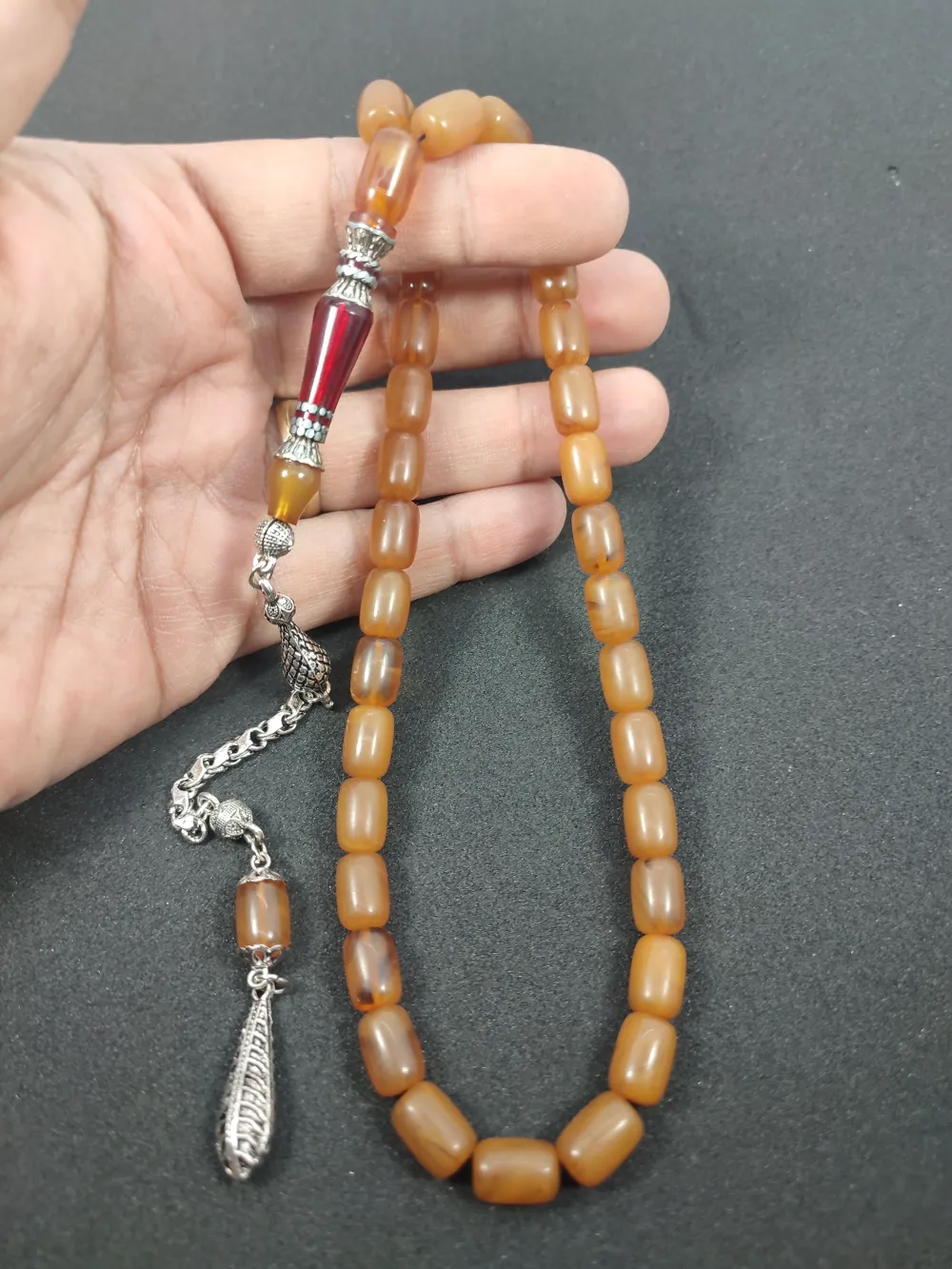 Şevket Alkan Usta İşi̇ 925 Ayar Gümüş Nakkaş İmame  Sıkma Kehri̇bar küçük resim 5