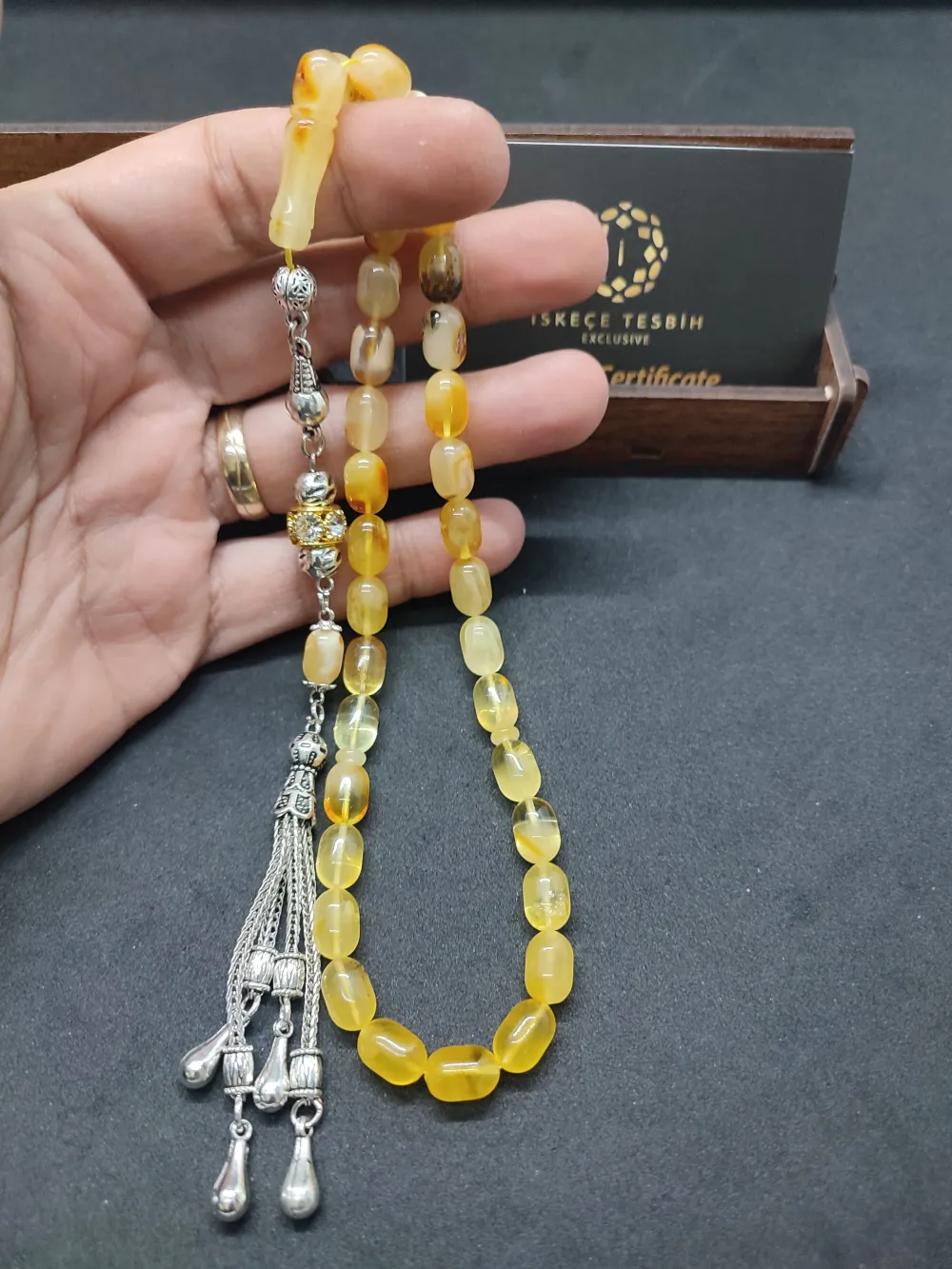 Ahşap Kutulu  6.75 Gr. Gümüş Püsküllü Toprak Fosi̇lli̇ 14.15 Gr. Rus Kaya Damla küçük resim 4