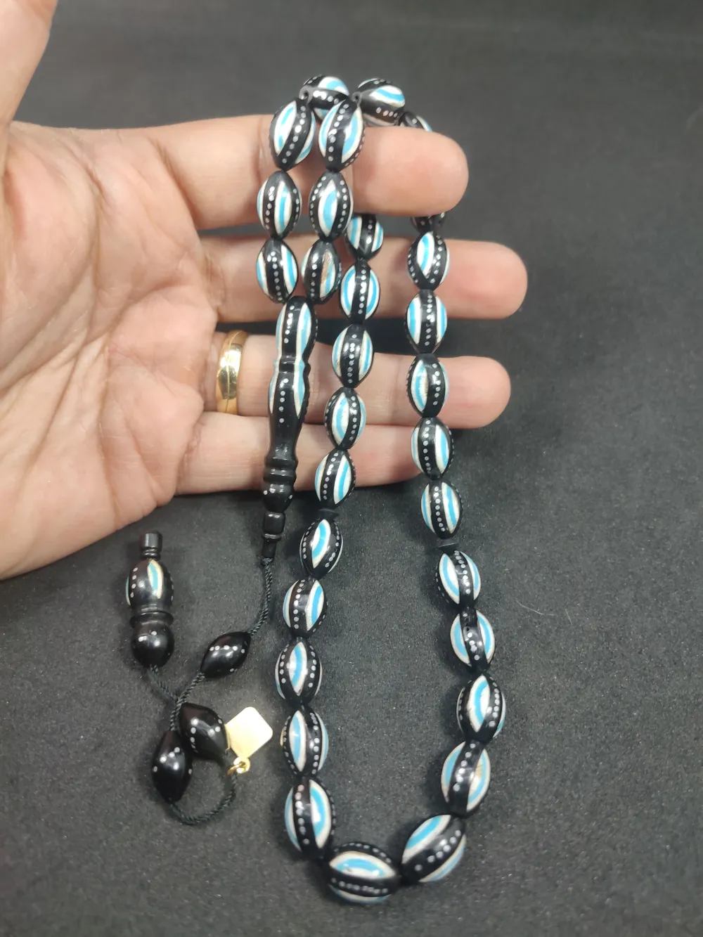 Hakan Kaya Usta Eseri̇ 4'Lü Gümüş Yarma Gümüş Çakımlı Mi̇neli̇ İnci̇ Si̇yahı Kuka küçük resim 5