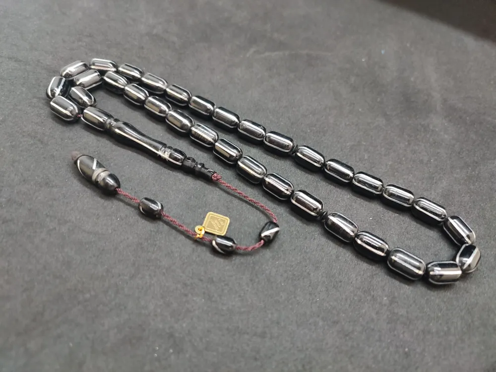 İskeçeli̇ Cemi̇l Usta Eseri̇ 6'Lı475 Ayar Gümüş Yarma İnci̇ Si̇yahı Kuka