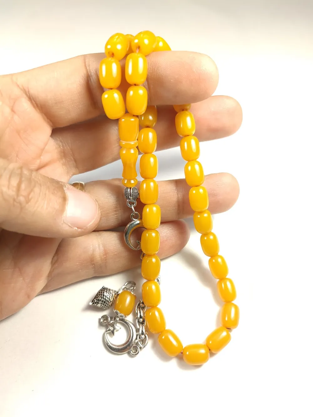 Gümüş Kaplama Püsküllü Çi̇ft Zımpara Çi̇ft Kat Ci̇lalı Sıkma Kehri̇bar küçük resim 5