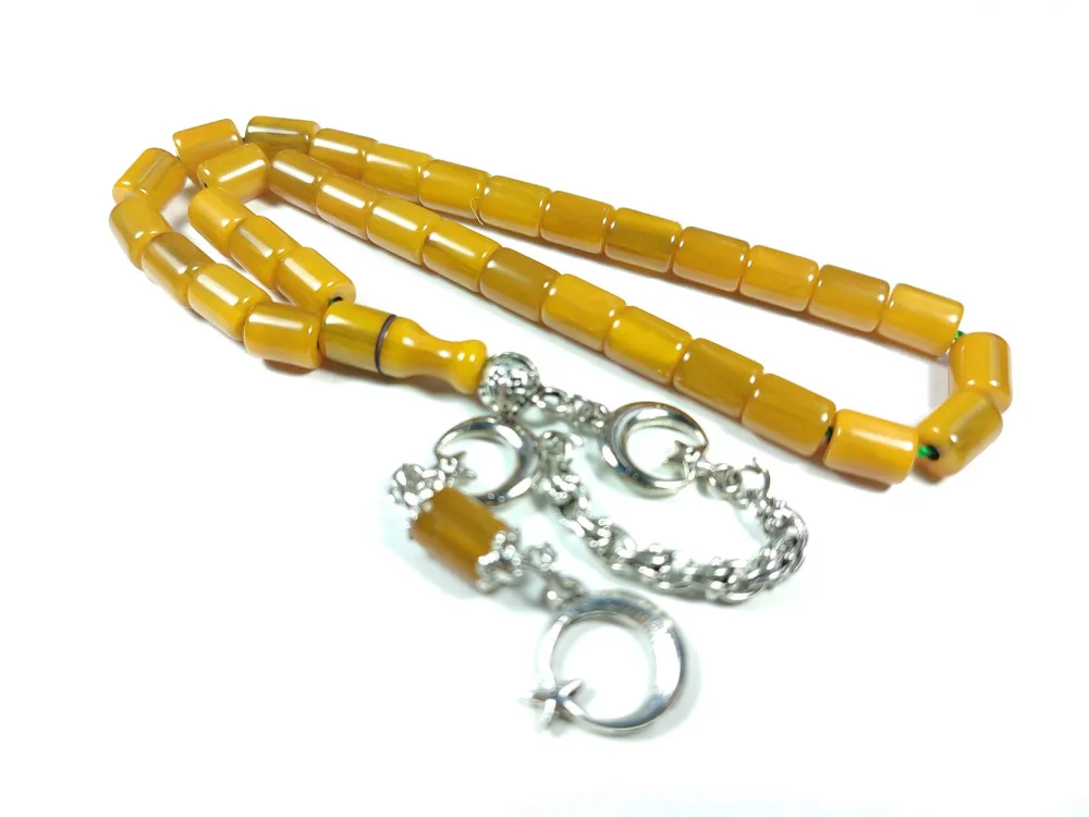 Alman Gümüş Kaplama Püskül Kombi̇nli̇  Sıkma Kehri̇bar küçük resim 3