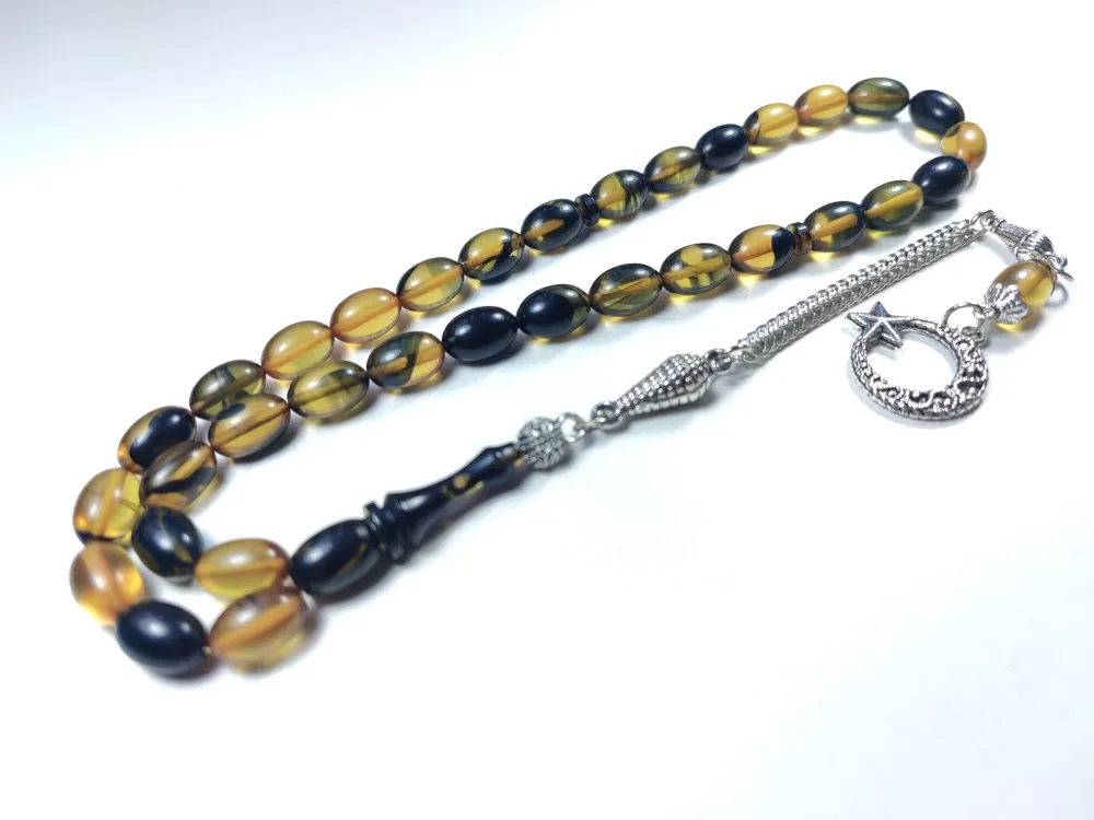 Gümüş Kaplama Püsküllü Çi̇ft Zımpara Çi̇ft Kat Ci̇lalı Sıkma Kehri̇bar