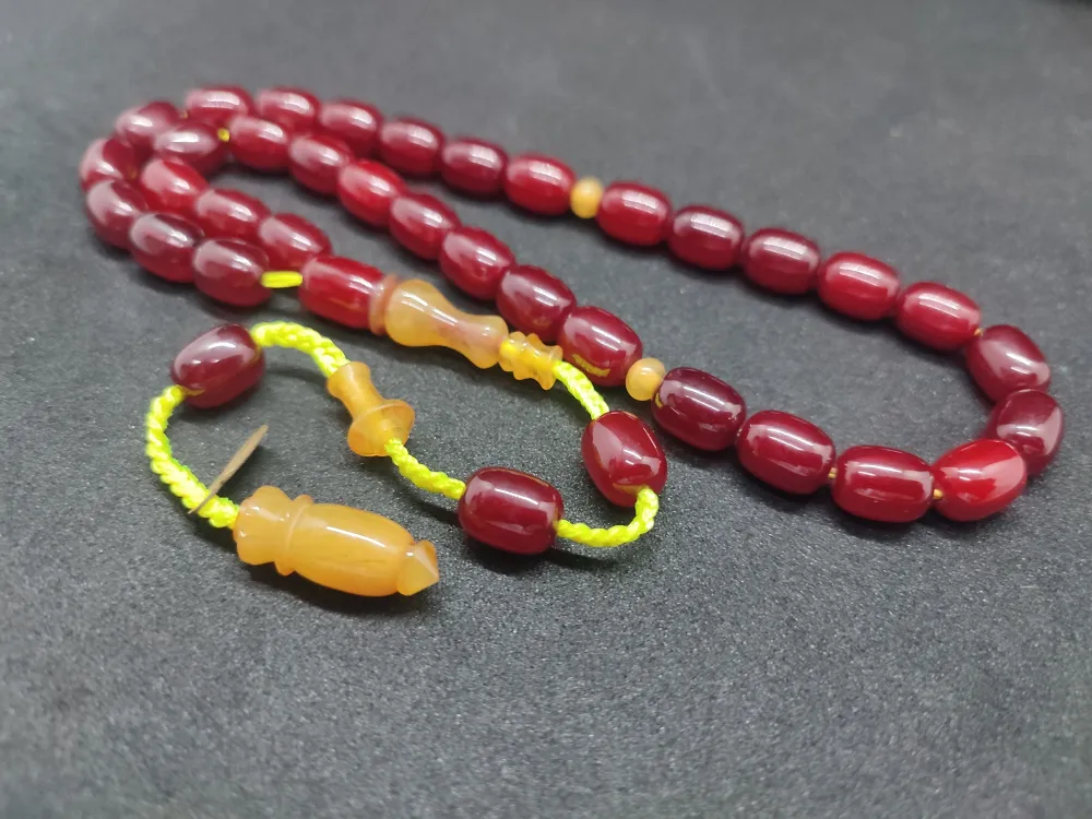 İsa Balkaya Usta Eseri̇ Çi̇ft Parça İmame Havşalı  Eski̇ Usul Sıkma Kehri̇bar küçük resim 3