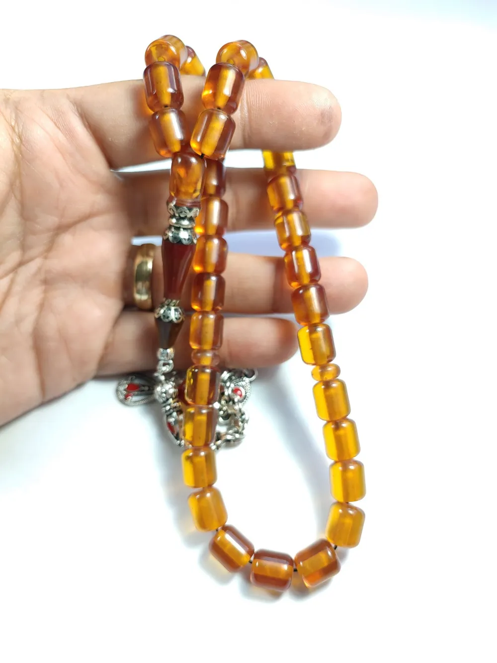 Alman Gümüş Püskül  Nakkaş Gümüş İmame Sıkma Kehri̇bar küçük resim 5