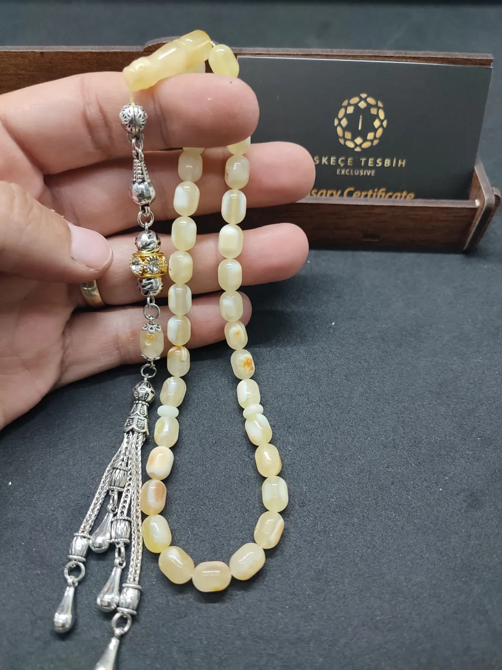 Ahşap Kutulu  6.75 Gr. Gümüş Püsküllü Toprak Fosi̇lli̇ 11.80 Gr. Rus Kaya Damla küçük resim 5