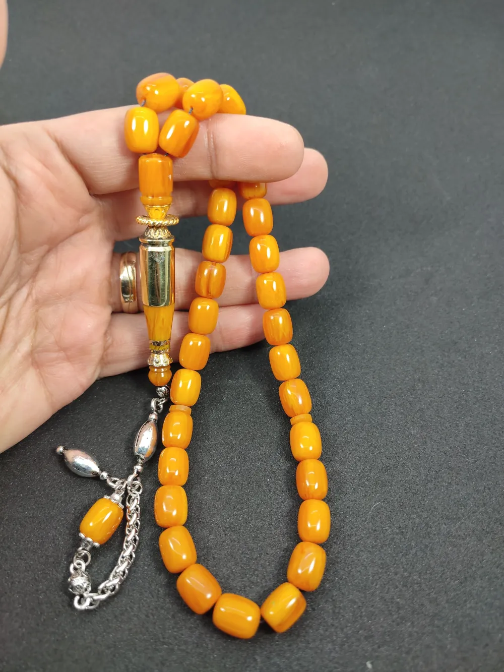 İmame Mermi̇ Kovanı Ve 925 Ayar Gümüş Nakkaş Kombi̇nli̇ Sıkma Kehri̇bar küçük resim 4