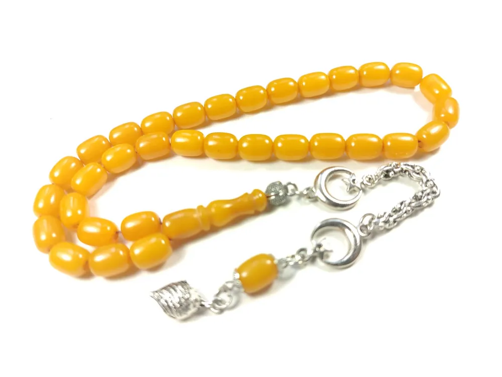 Gümüş Kaplama Püsküllü Çi̇ft Zımpara Çi̇ft Kat Ci̇lalı Sıkma Kehri̇bar