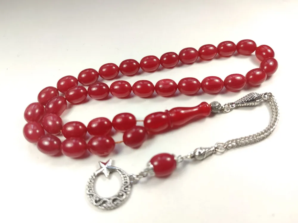 Gümüş Kaplama Püsküllü Çi̇ft Zımpara Çi̇ft Kat Ci̇lalı Sıkma Kehri̇bar