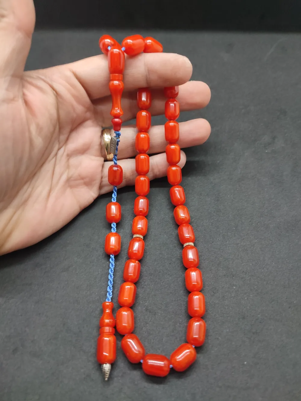 Zeyzun Usta Eseri̇ Di̇k Damar (İmza Çi̇vi̇ Ara Pulları Gümüş) Sıkma Kehri̇bar küçük resim 4