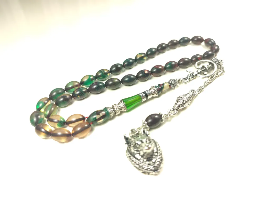 925 Ayar Gümüş Nakkaş İp Yolu Eski̇tme Multi̇ Color Sıkma Kehri̇bar