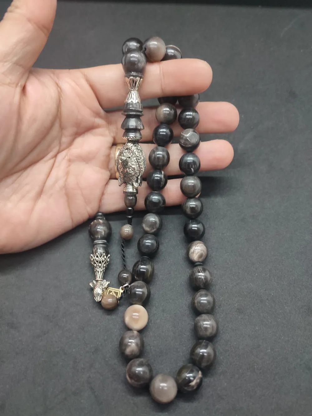 Hakan Kaya Usta  El İşçi̇li̇kli̇ Ağır Gümüş Nakkaşlı İri̇ Boy Naturel Bufalo Boynuzu küçük resim 5